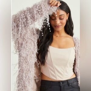 Altar'd State Mauve Pink Carmen Shaggy Cardigan